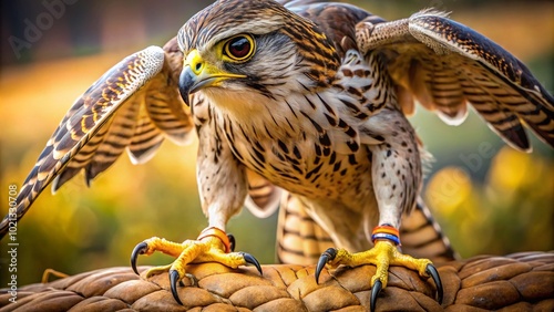 Detailed Close-Up of Powerful Falcon Claws Showing Strength and Precision in Natural Habitat photo