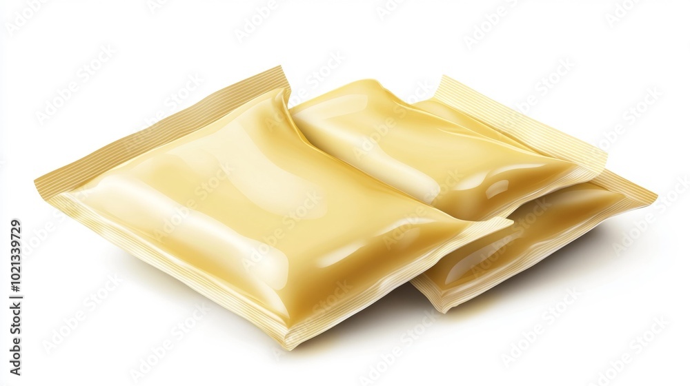 Two Sealed Food Packaging Pouches Isolated on White Background Ideal for Product Mockups and Packaging Design Concepts. Generative AI Two Sealed Food Packaging Pouches Isolated on White Background Ideal for Product Mockups and Packaging Design Concepts. Generative AI
