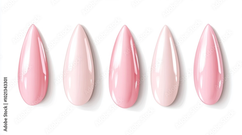 Assorted Pink Gel Nails Display in Different Shades on a White Background Nail Art Palette Manicure Tools Beauty Fashion Concept. Generative AI Assorted Pink Gel Nails Display in Different Shades on a White Background Nail Art Palette Manicure Tools Beauty Fashion Concept. Generative AI