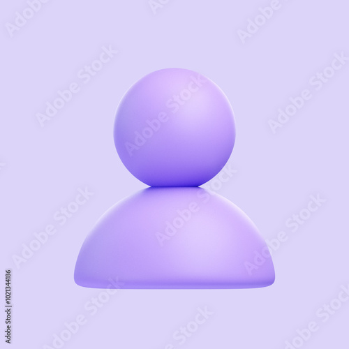 Purple user profile icon on a lavender background, symbolizing an account, avatar, or online identity. 3D icon, sign and symbol. 3D render illustration