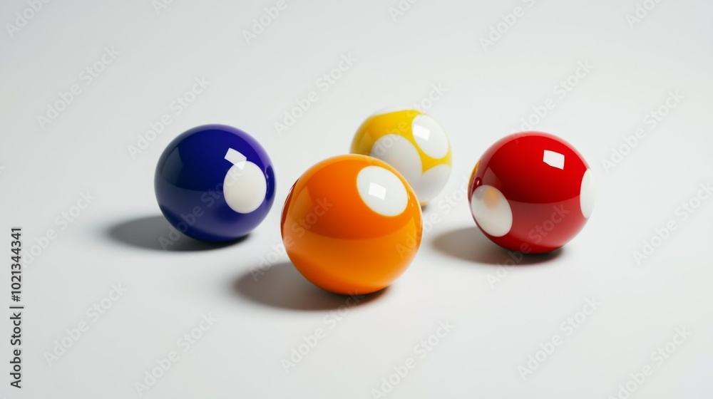 Set of colorful billiard balls isolated on a white background. Generative AI Set of colorful billiard balls isolated on a white background. Generative AI