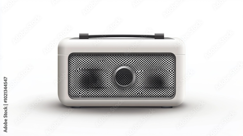 Portable speaker in a sleek white design isolated on a white background ideal for electronics music and lifestyle content showcasing a modern compact and stylish device.. Generative AI Portable speaker in a sleek white design isolated on a white background ideal for electronics music and lifestyle content showcasing a modern compact and stylish device.. Generative AI