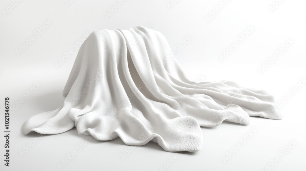Obraz premium White throw blanket on a white background for cozy home decor and textile designs. Generative AI