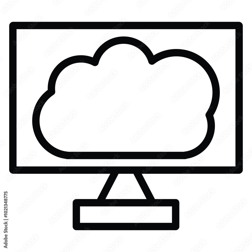 Cloud Computing Icon Outline Style. Editable Stroke Icon. Cloud Computing Icon Outline Style. Editable Stroke Icon.