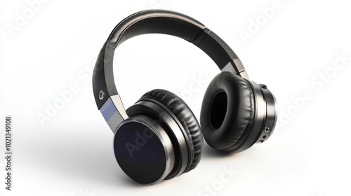 Wireless headphones with black cushioned ear pads on a white background modern and sleek design. Generative AI