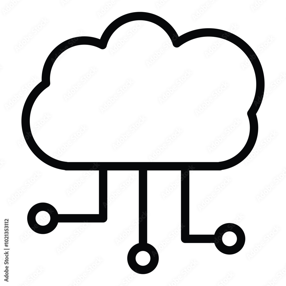 Cloud Computing Icon Outline Style. Editable Stroke Icon. Cloud Computing Icon Outline Style. Editable Stroke Icon.