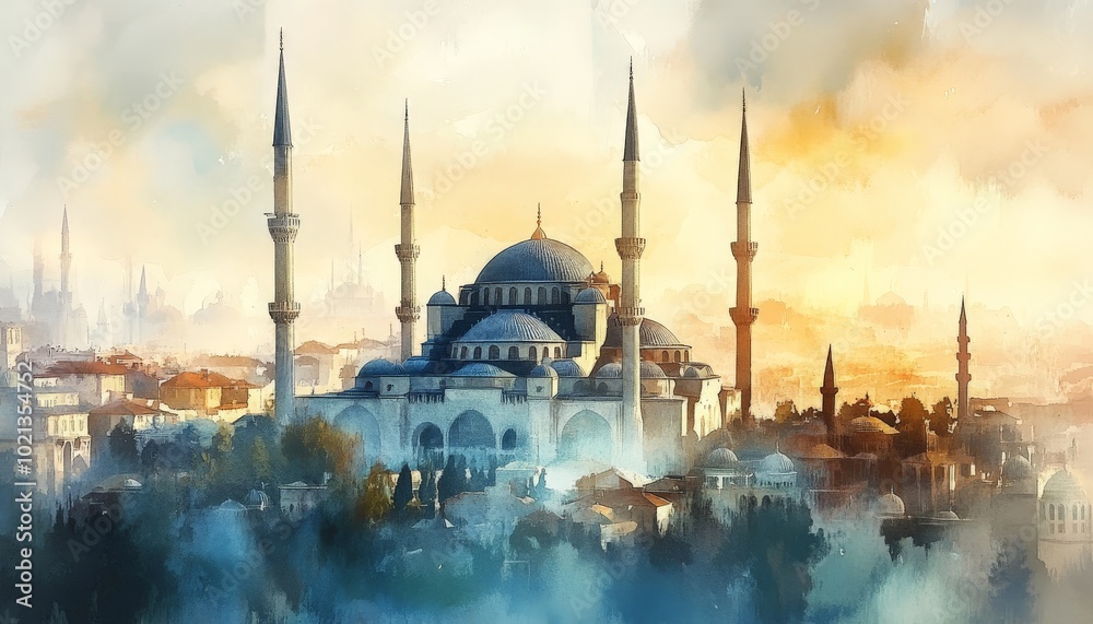 Obraz premium Mosque at Sunset.