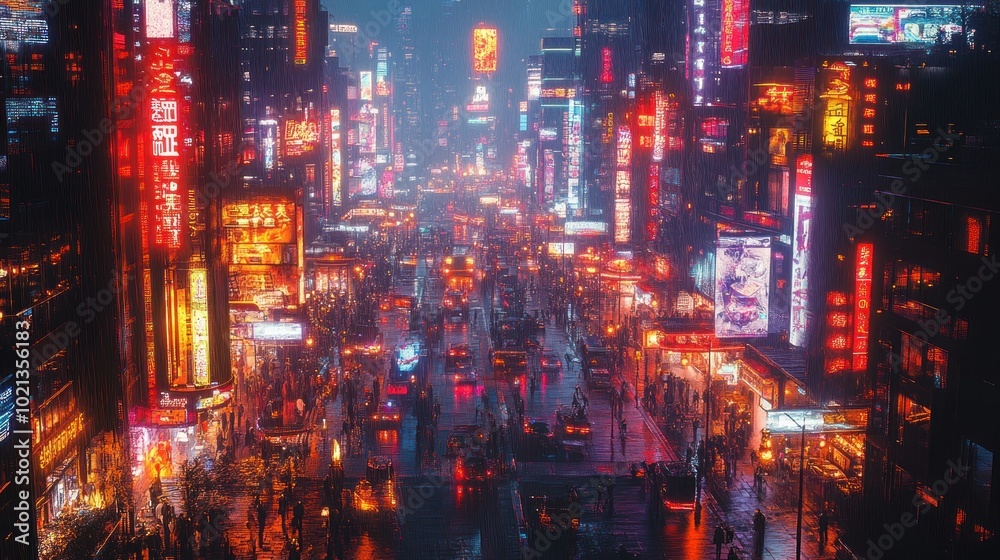 Fototapeta premium Neon Cityscape at Night