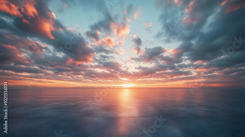 Sunset Clouds over Ocean - Realistic Digital Painting