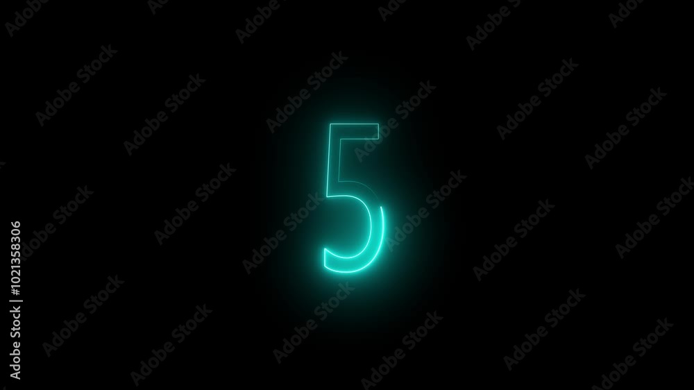 neon light aquamarine color number countdown timer animation. neon light aquamarine color number countdown timer animation.