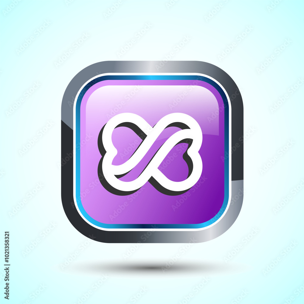 Infinity, Eternity, Icon Design Illustration, Endless Icon For Apps and Websites, Pink Color Square Button Design Infinity, Eternity, Icon Design Illustration, Endless Icon For Apps and Websites, Pink Color Square Button Design