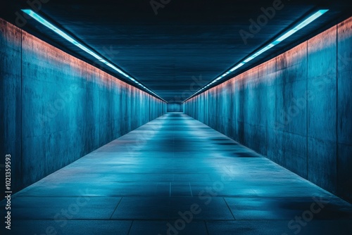 Concrete Underpass with Fluorescent Lights