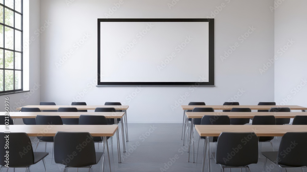 © Hansa & Party - A clean conference room with a large TV, prepared for a presentation but the space remains empty © Hansa & Party - A clean conference room with a large TV, prepared for a presentation but the space remains empty