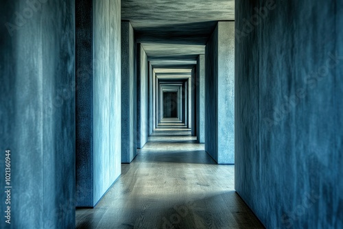 A Long, Narrow, and Empty Hallway Lined with Concrete Walls