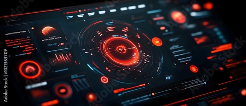 Captivating holographic data visualization with a clean neon infused futuristic aesthetic and cutting edge user interface Immersive HUD and GUI design for a science fiction game scene