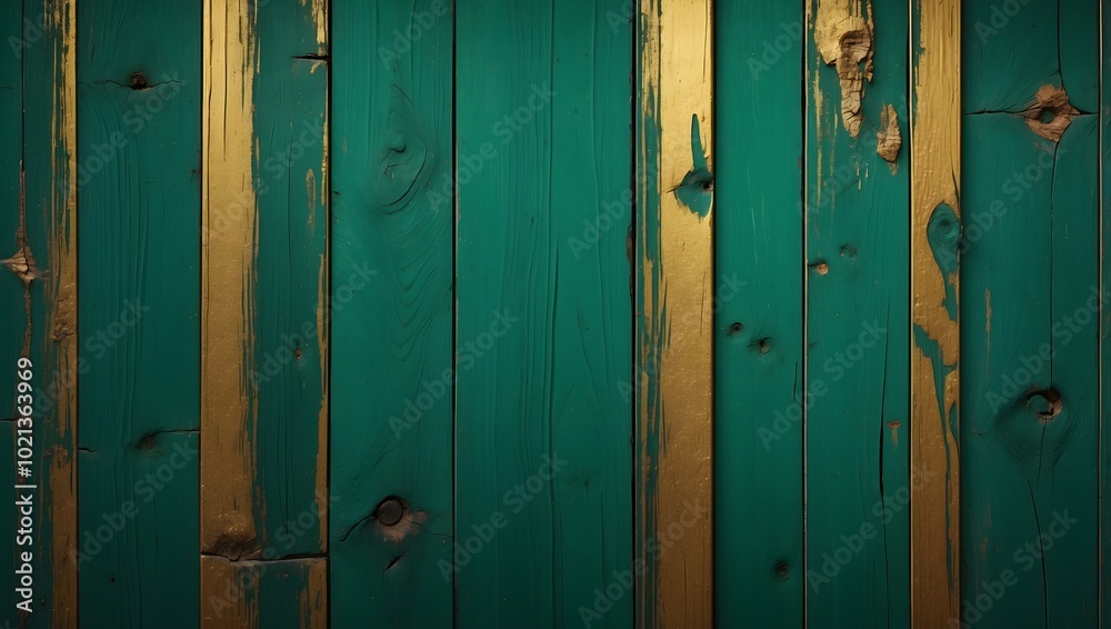 Fototapeta premium Rustikale dunkelgrüne Holzplanken mit natürlicher Holzmaserung als Hintergrundtextur