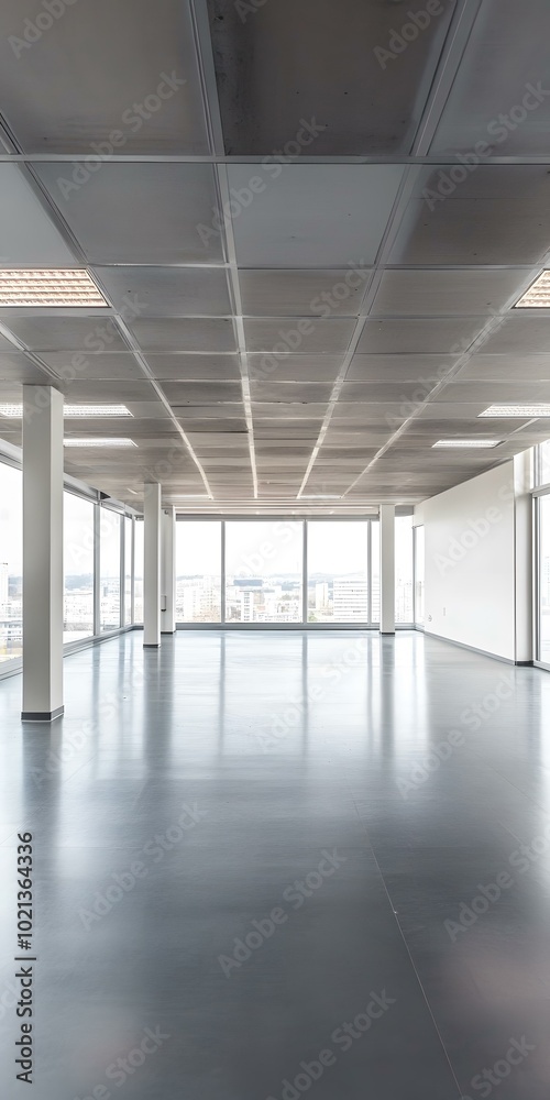 Fototapeta premium Empty Office Space With City View