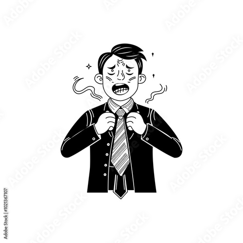 A hand drawn illustration of frustrated man 