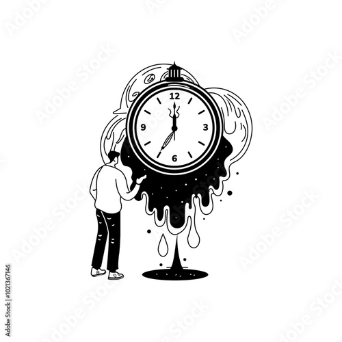 Hand drawn illustration of wasting time 