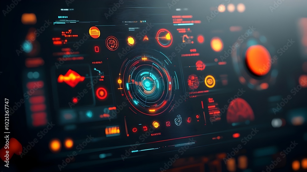 Obraz premium Immersive Futuristic User Interface with Holographic HUD and Advanced Data Visualization