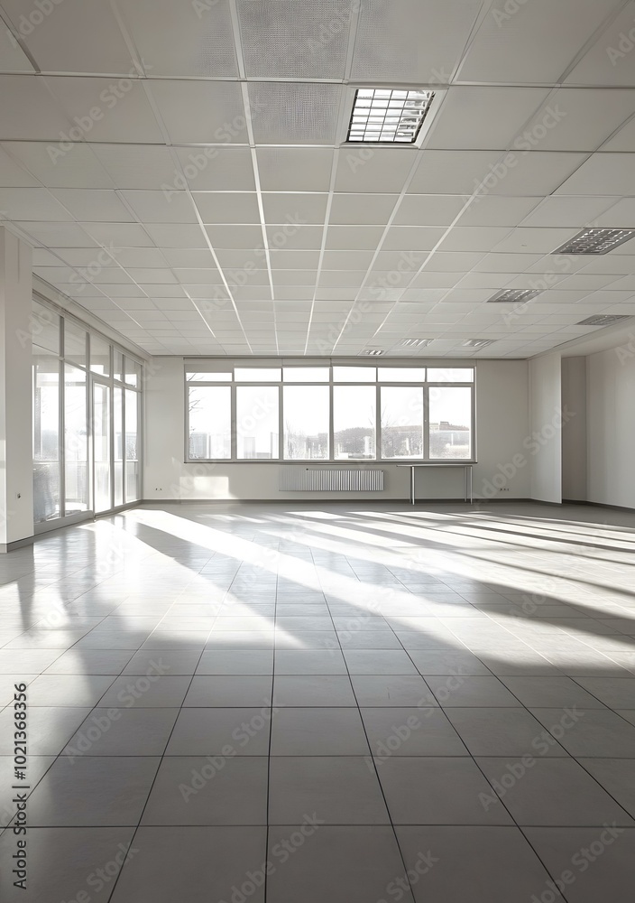 Empty Modern Office Space with Windows Empty Modern Office Space with Windows