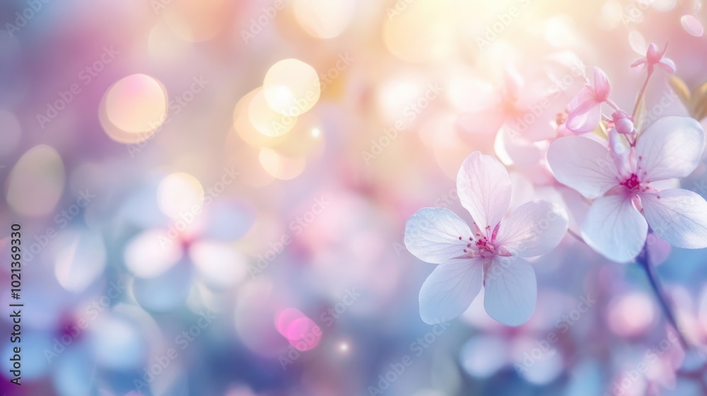A dreamy background of soft pink and white flowers with bokeh effects. A dreamy background of soft pink and white flowers with bokeh effects.