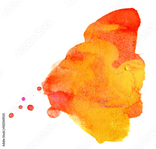 Vibrant watercolor splash showcasing warm hues of orange and yellow blending harmoniously on a textured canvas background