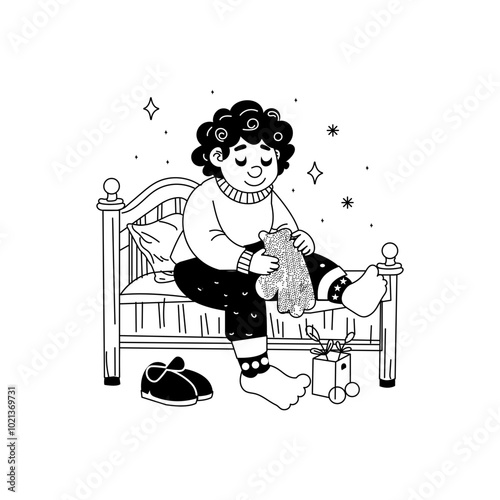 Bedtime illustration in hand drawn style 