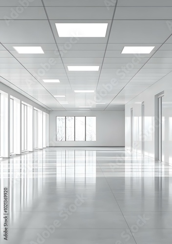 Modern Office Interior Design With White Walls And Ceiling