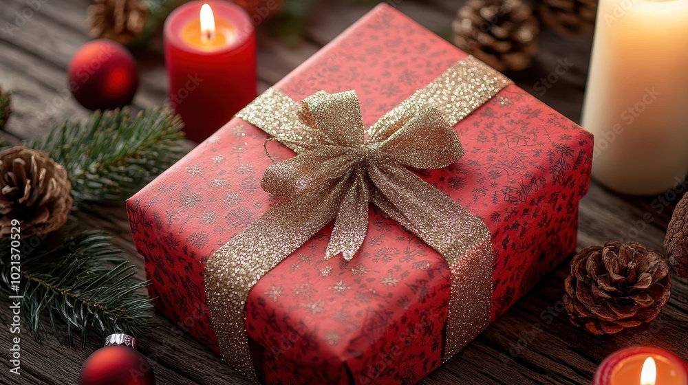 Festive Gift Wrapped in Holiday Paper Festive Gift Wrapped in Holiday Paper