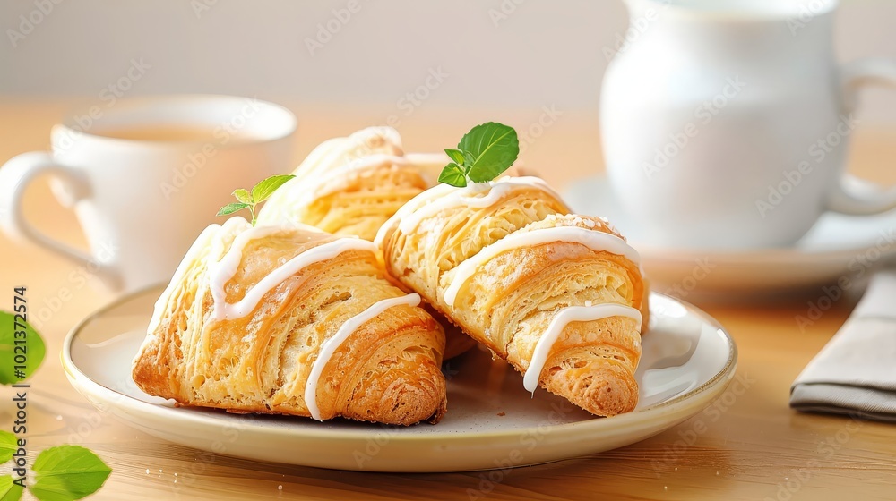 Freshly baked orange scones with a glaze drizzle Freshly baked orange scones with a glaze drizzle