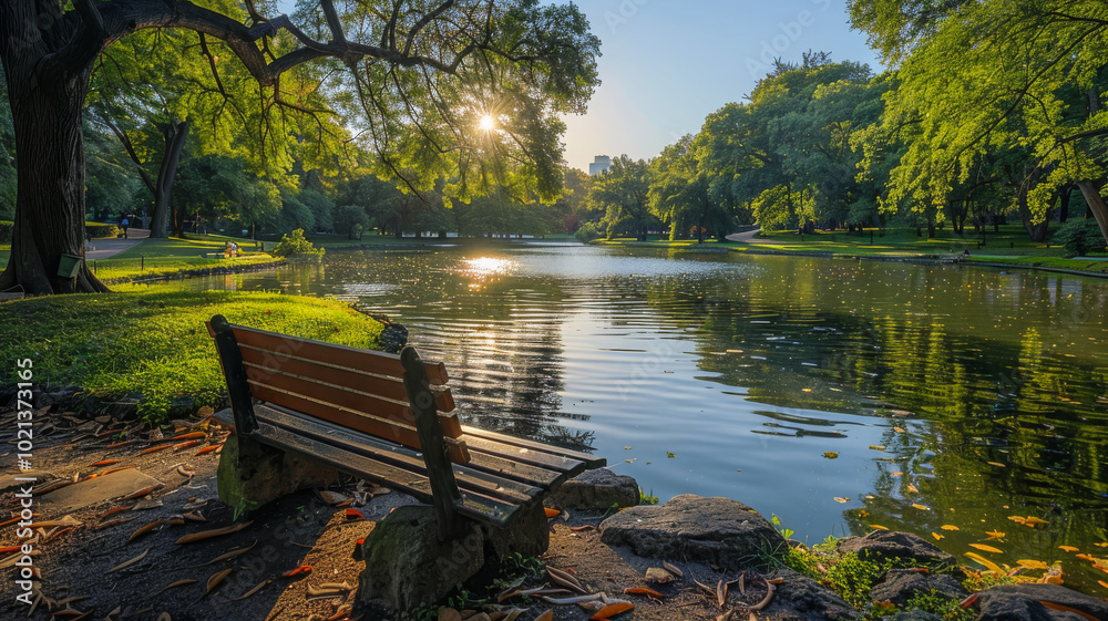A Panoramic View of a Beautiful City Park A Panoramic View of a Beautiful City Park