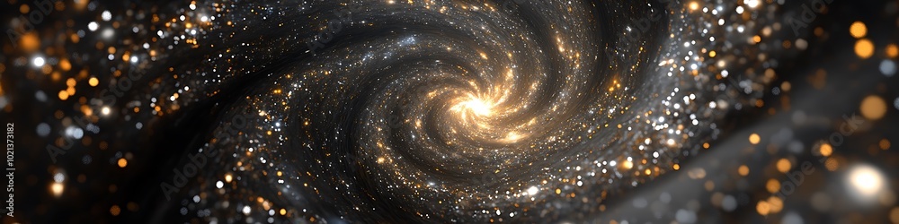 A dark, cosmic vortex with swirling stars and a large area for text A dark, cosmic vortex with swirling stars and a large area for text