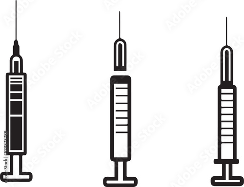 Medical syringe icon set vector, syringe icon isolated on white background