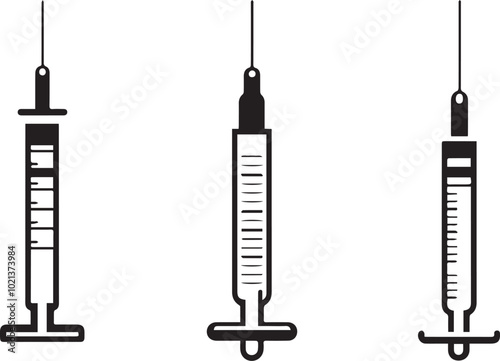 Medical syringe icon set vector, syringe icon isolated on white background