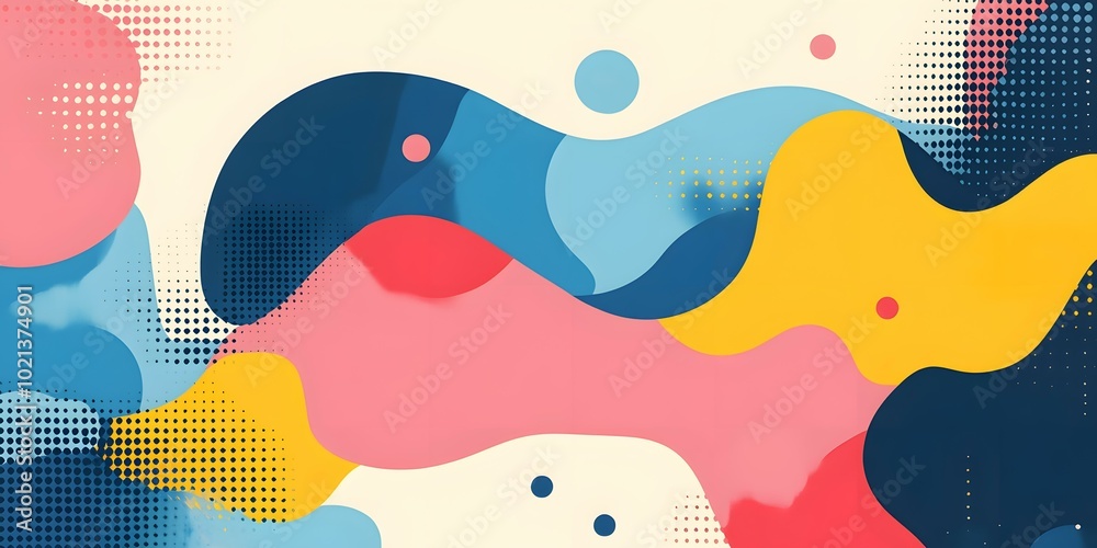 Abstract Colorful Background with Fluid Shapes and Dots Abstract Colorful Background with Fluid Shapes and Dots