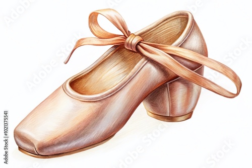 Elegant Hand-Drawn Pointe Shoe Illustration Perfect for Dance, Ballet, and Artistic Projects