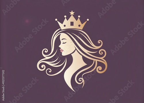 Elegant logo design featuring a royal princess house silhouette with a crown and whimsical elements photo