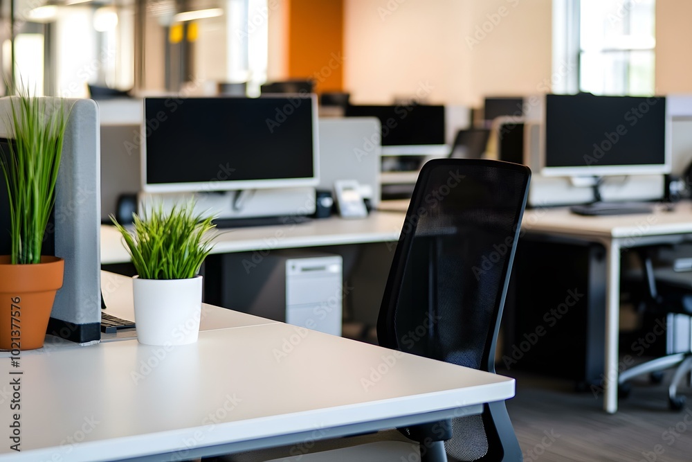 Modern Office Space with Desk and Chair Modern Office Space with Desk and Chair