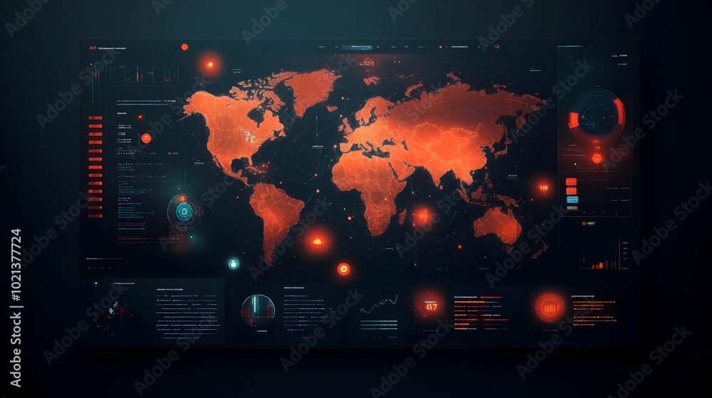 Obraz premium Futuristic and minimalist AI powered logistics dashboard visualizing the complex web of global trade routes international shipping lanes and real time supply chain data analytics
