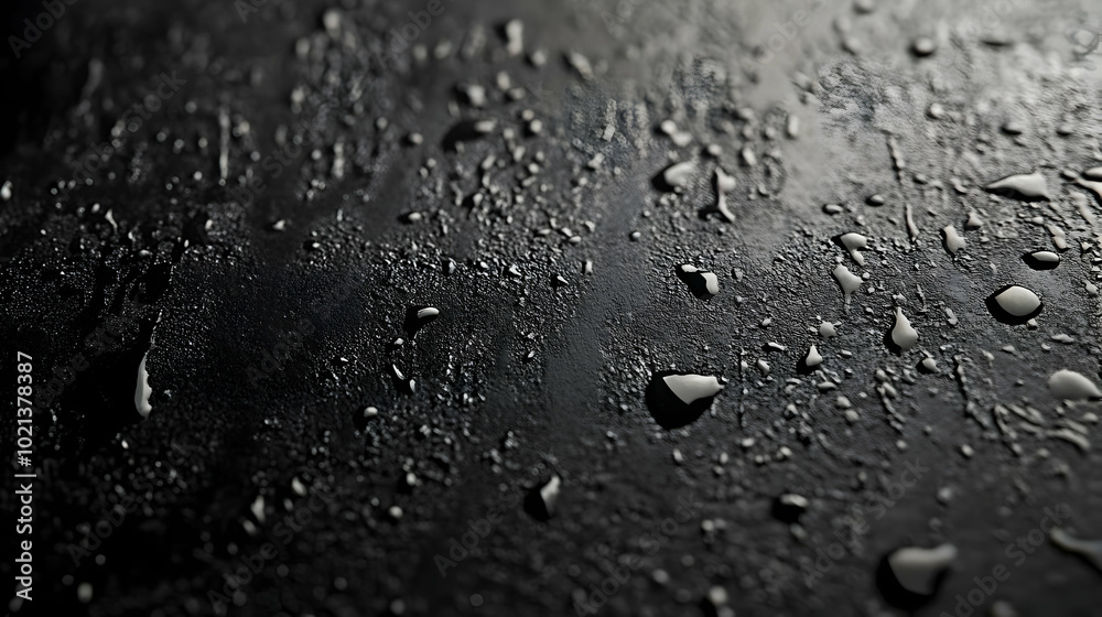 Water Drops on Black Surface Abstract Background Water Drops on Black Surface Abstract Background