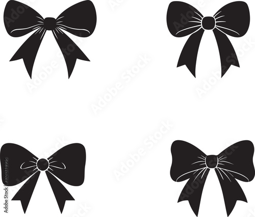 Ribbon bow silhouette on a white background,  Cheer bow vector art