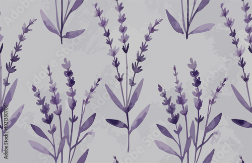 Watercolor lavender sprigs in a minimalist style.eps