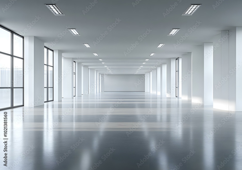 Empty White Office Interior With Windows Empty White Office Interior With Windows