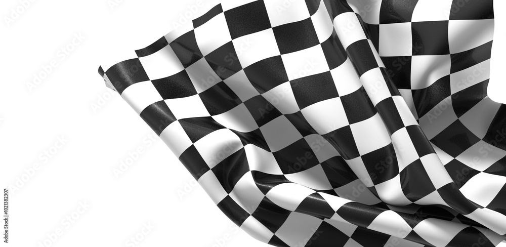 Naklejka premium The checkered flag waves in the air signaling the end of the race