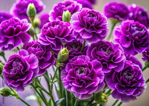 Elegant Purple Carnations Bouquet in Vibrant Bloom, Perfect for Decoration and Floral Arrangements