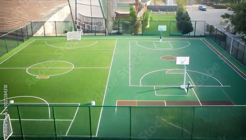 basketball court football field and volleyball court 