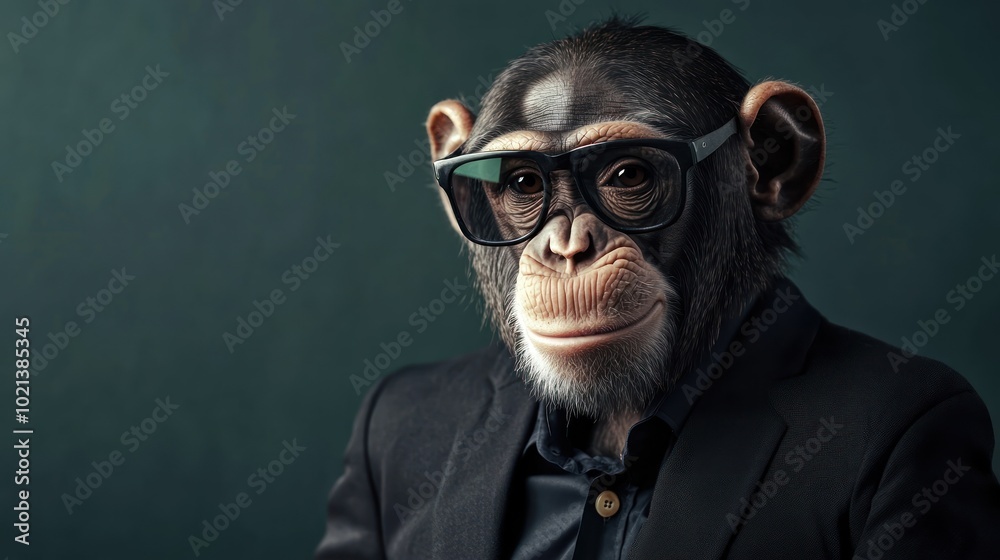 A stylish monkey wearing glasses and a suit, exuding a humorous and intelligent vibe. A stylish monkey wearing glasses and a suit, exuding a humorous and intelligent vibe.