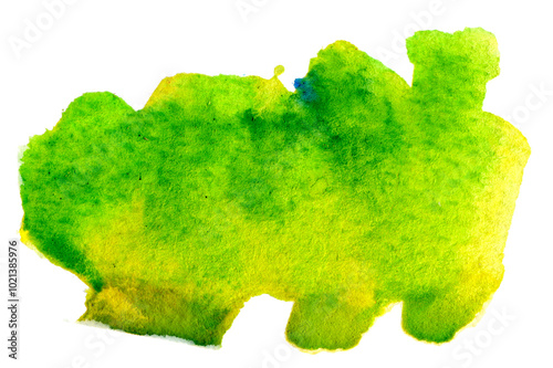 A vibrant splash of green watercolor captures the essence of natures beauty, evoking the lush landscapes of springtime in a playful and artistic form