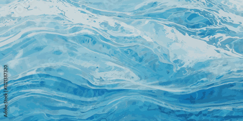 Top and aerial view of wave ocean sea background. Blue and white wavy sea water background.